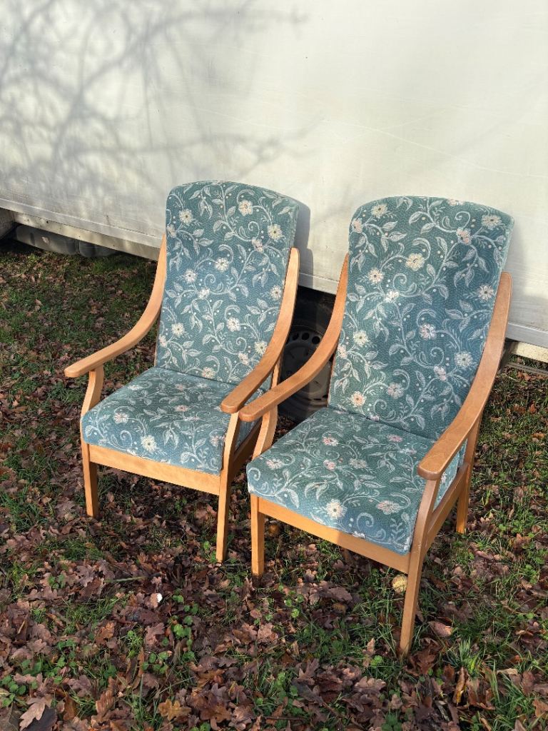 2 x fire side / high back chairs 