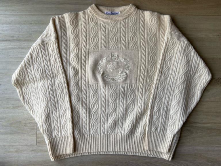 image for Burberry Vintage Heavy Pure New Wool Jumper Made In England