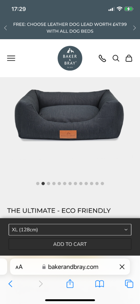 Baker & Bray XL dog bed 