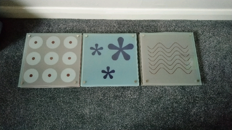 Ikea glass pictures (x3) 