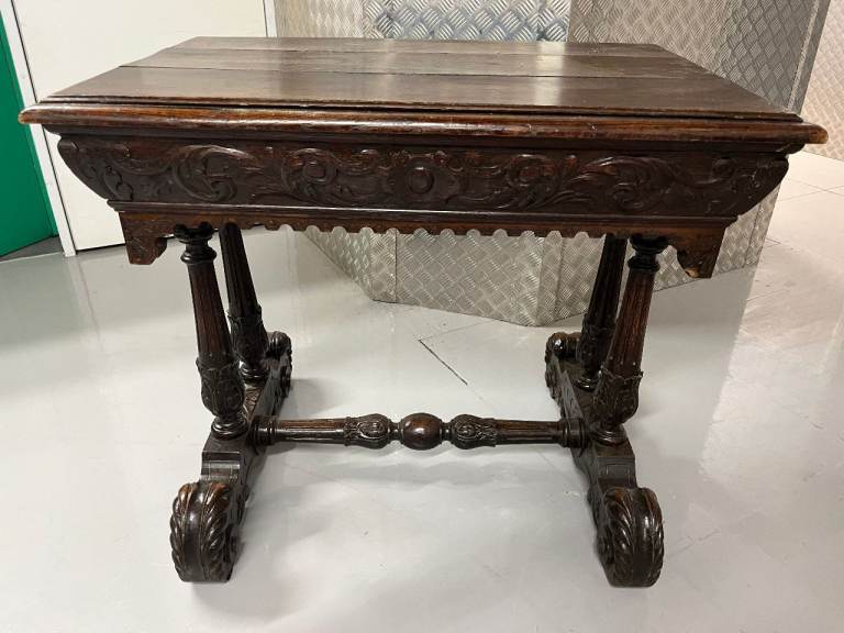 Victorian style Wood carved Side Table on Turned legs