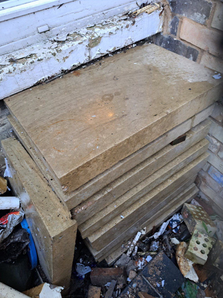Buff unused ocopings concrete