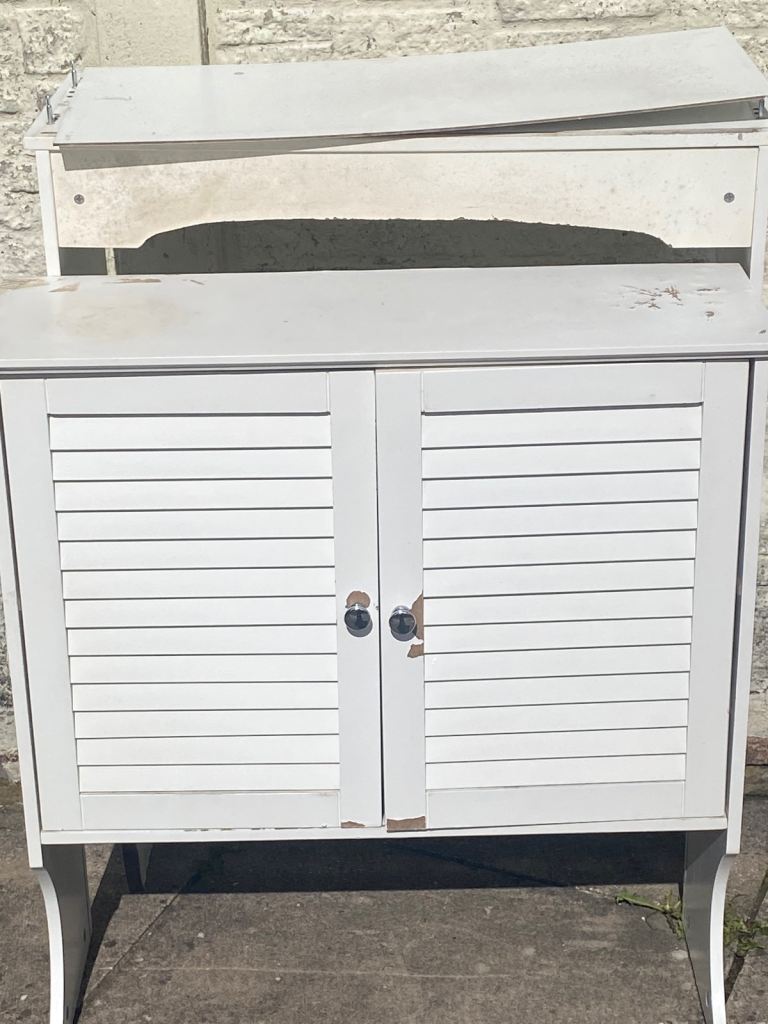 White Bathroom Cabinet with Shelves – Fair Condition