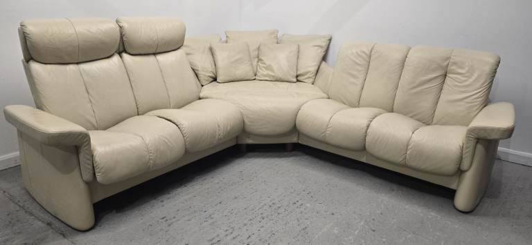 Ekornes Stressless Magic Cream Corner 5 seater Recliner Leather Sofa 011025