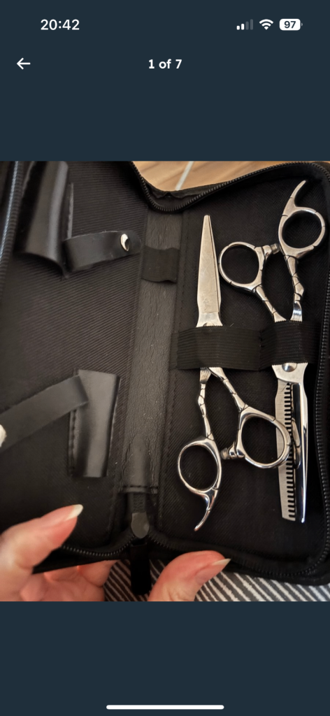 Barber scissors set and case