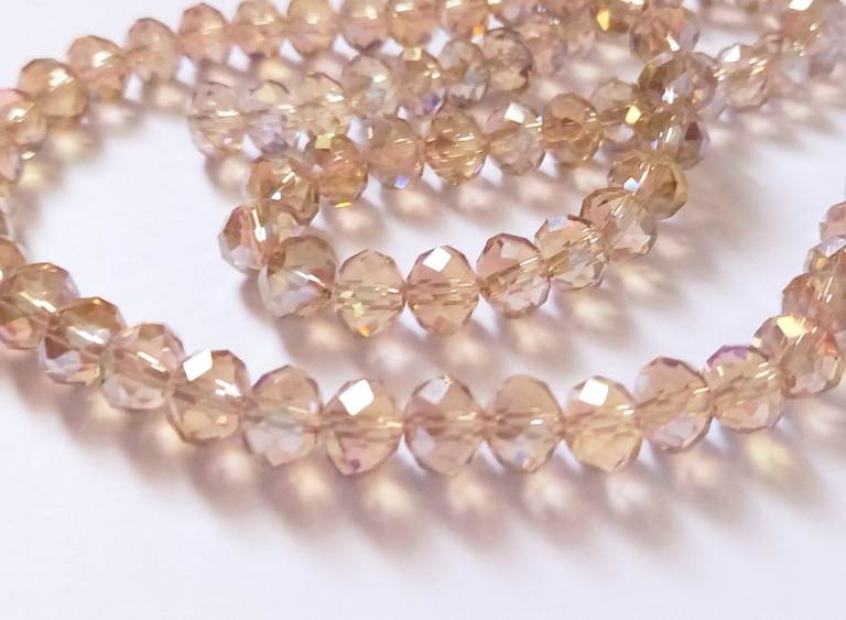 8mm Misty Honey Gold Faceted Rondelle Crystal Glass Beads (x72)  Jewellery Bracelets Earrings Gems