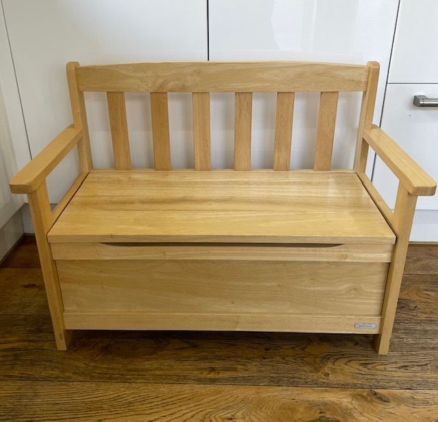 John Lewis Kids Wooden Pine 2 In 1 Toy Storage Box Seat Bench with Hinged Lid