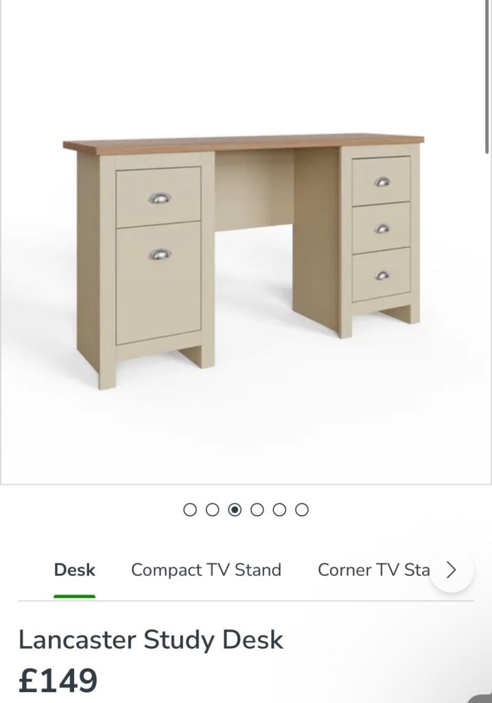 New GFW Lancaster Study Desk – Cream