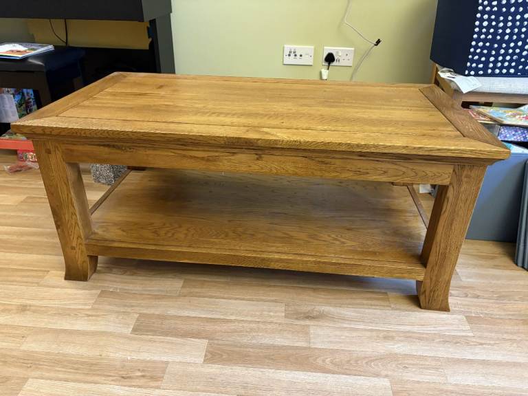 Solid Oak Coffee Table with shelf underneath 