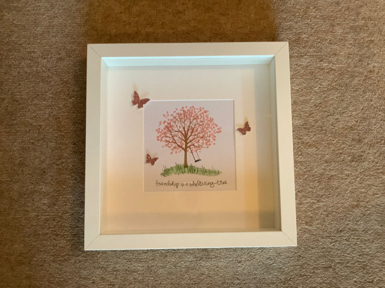 Hand made picture painting friendship friend gift boxed glass frame new