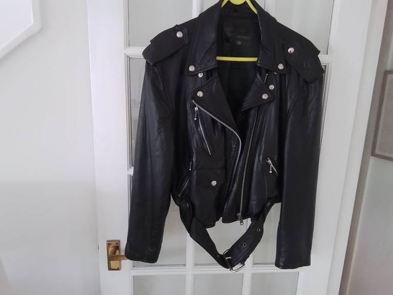 image for Jacket Soft Black Leather Biker Jacket Size 12-14 