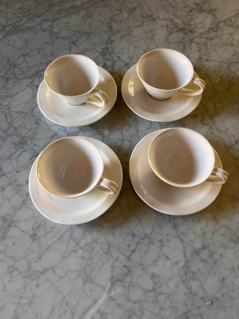 image for Sophie Conran Set of 4 Teacup & Saucer, White (Barely Used)