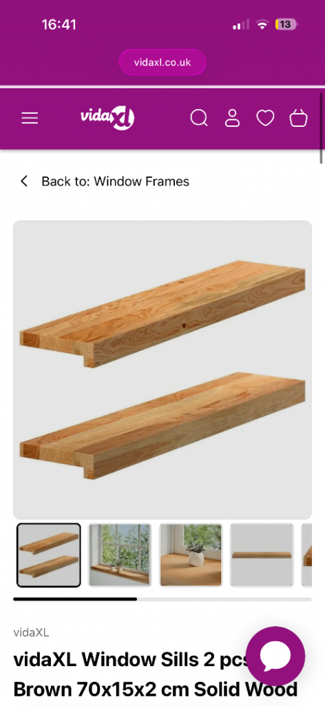 vidaXL Solid Wood Window Sills – 2 Pieces, 70x15x2 cm