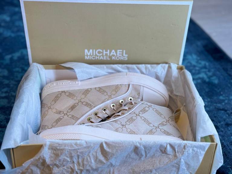 Michael Kors Evy Metallic Empire Logo Jacquard High-Top Sneaker