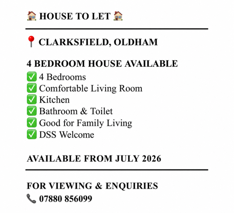 4 BEDROOM HOUSE TO LET - OLDHAM
