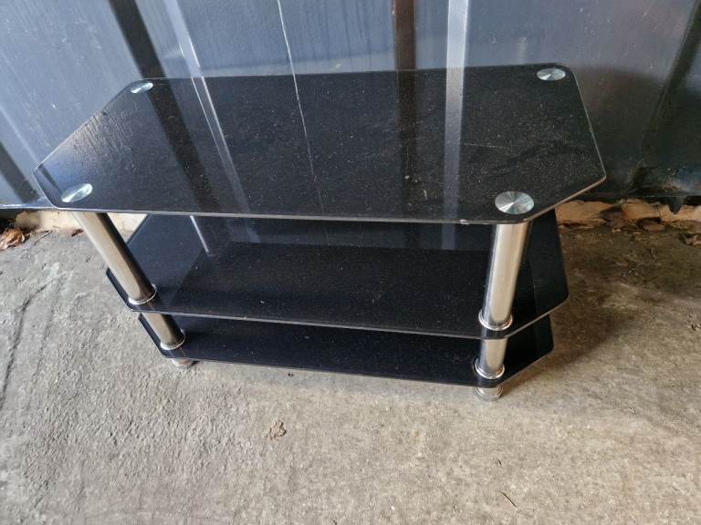 Black glass tv table 