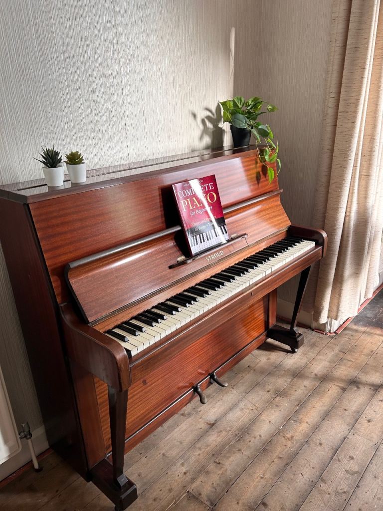 Stroud Upright Piano – Good Condition, Rich Brown Wood