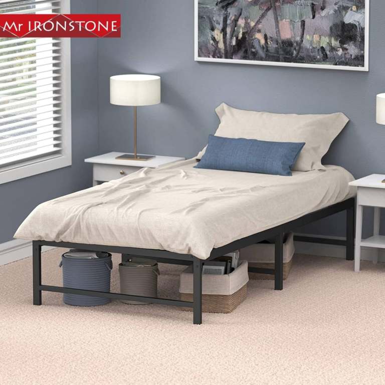Mr IRONSTONE Bed Frame, 14 Inch Platform Heavy Duty Steel Twin Size, Noise-Frame