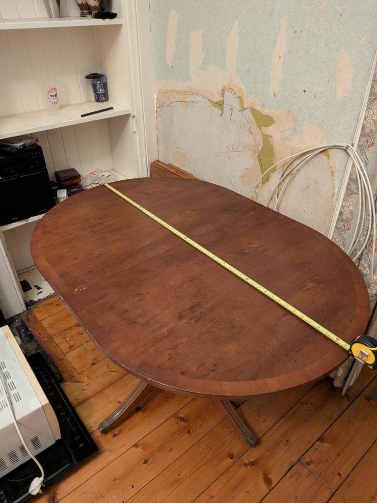 Small vintage dining table, walnut veneer