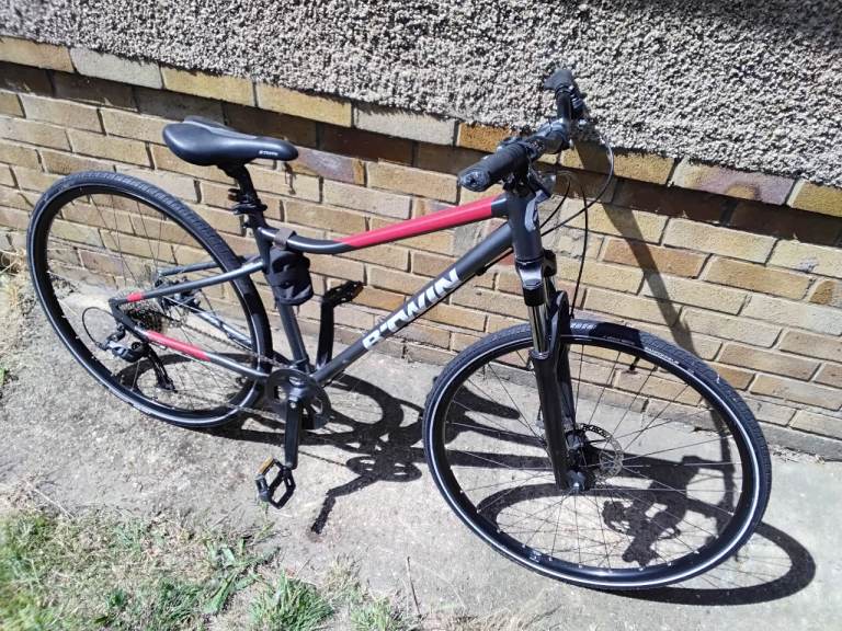 B'Twin Hybrid Bike - Grey & Red, Good Condition