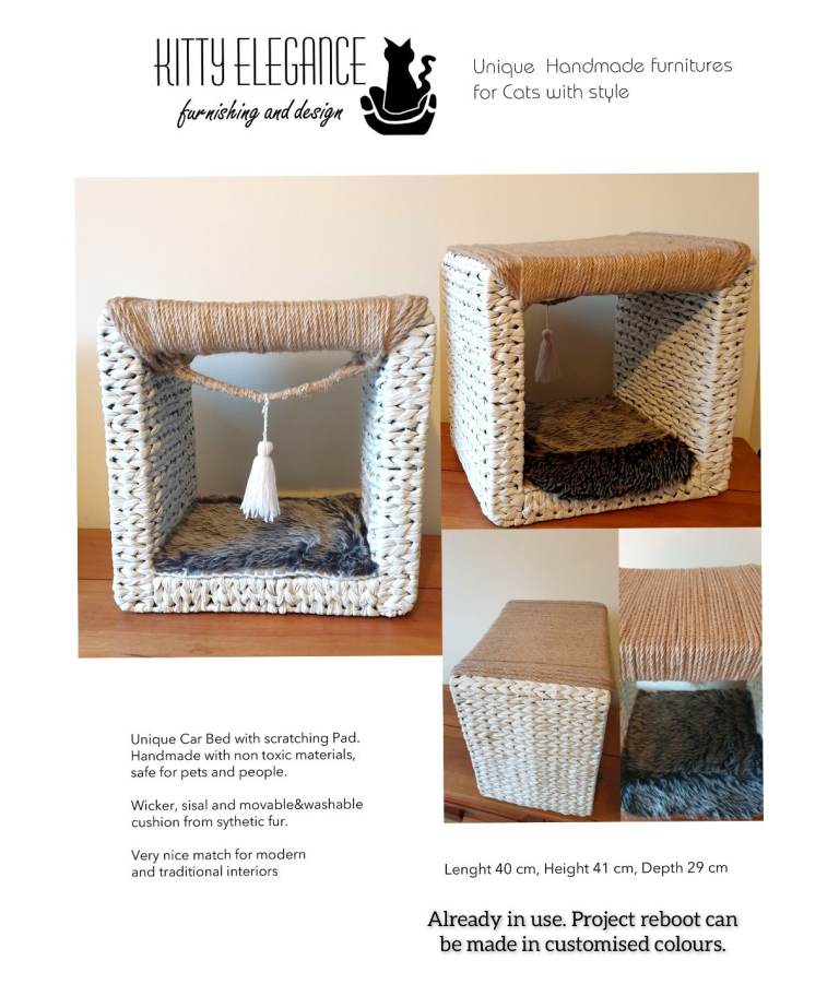 Designer's Cat Bed with scrathing pod.