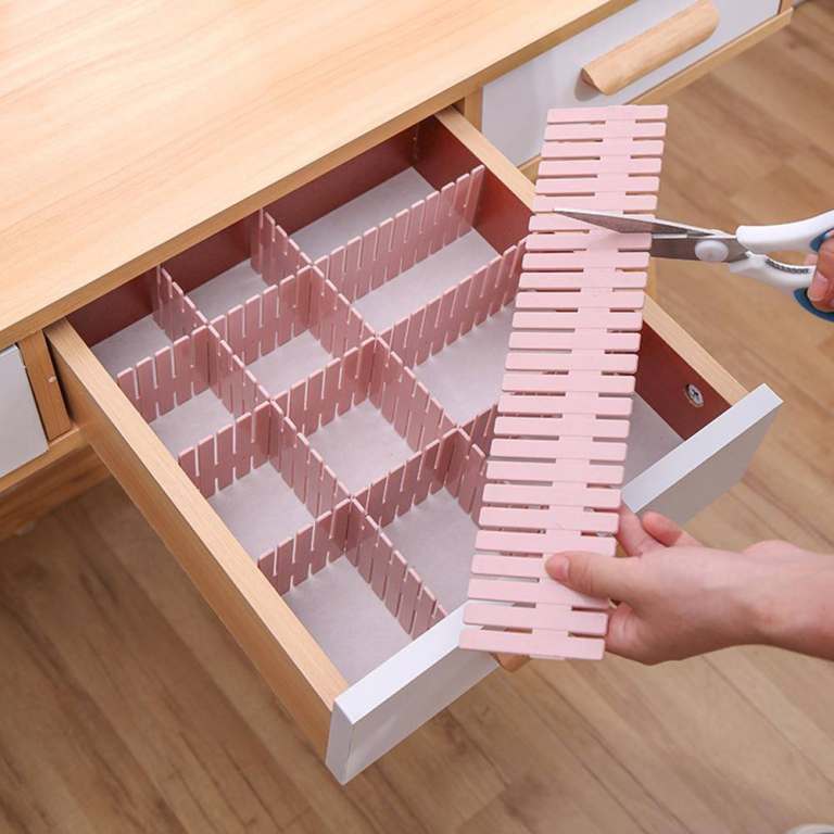 image for 24 pcs Adjustable Plastic Drawer Divider DIY Storage Shelves Household organisation