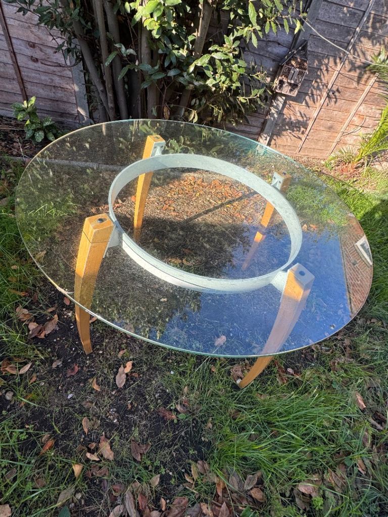 Glass Oval Coffee Table with Wooden Legs - Mid-Century Style, £20.00 ...