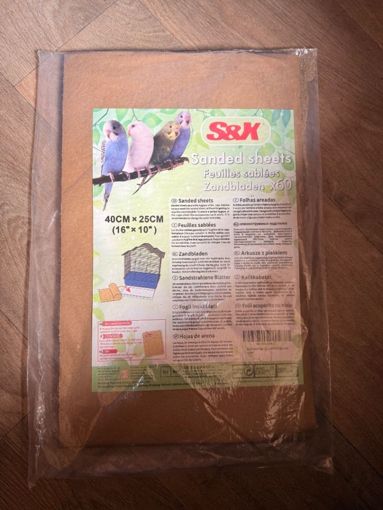 10 x S&X Sand Sheets for Bird Cages, 40CM x 25CM - 12PCS Bird Cage Sand Paper