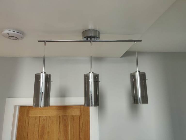 Smoked Glass Triple pendant light