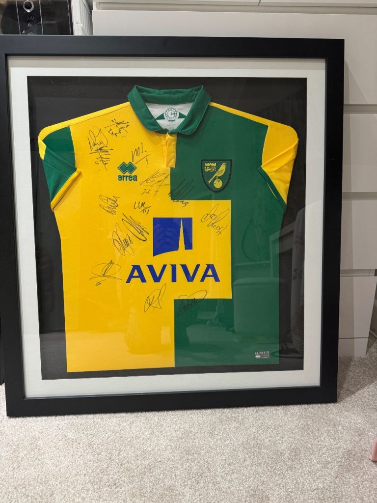NCFC 2015 signed football shirt framed