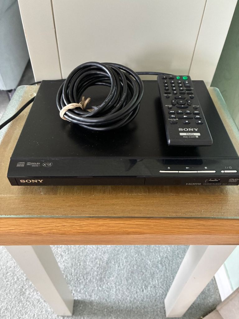 Sony DVD Player with Remote and Cables – Good Condition