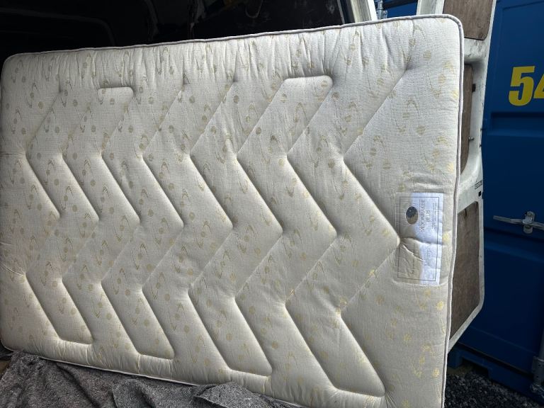 Double Bed with Faux Leather Frame and Mattress – Good Condition Can deliver 