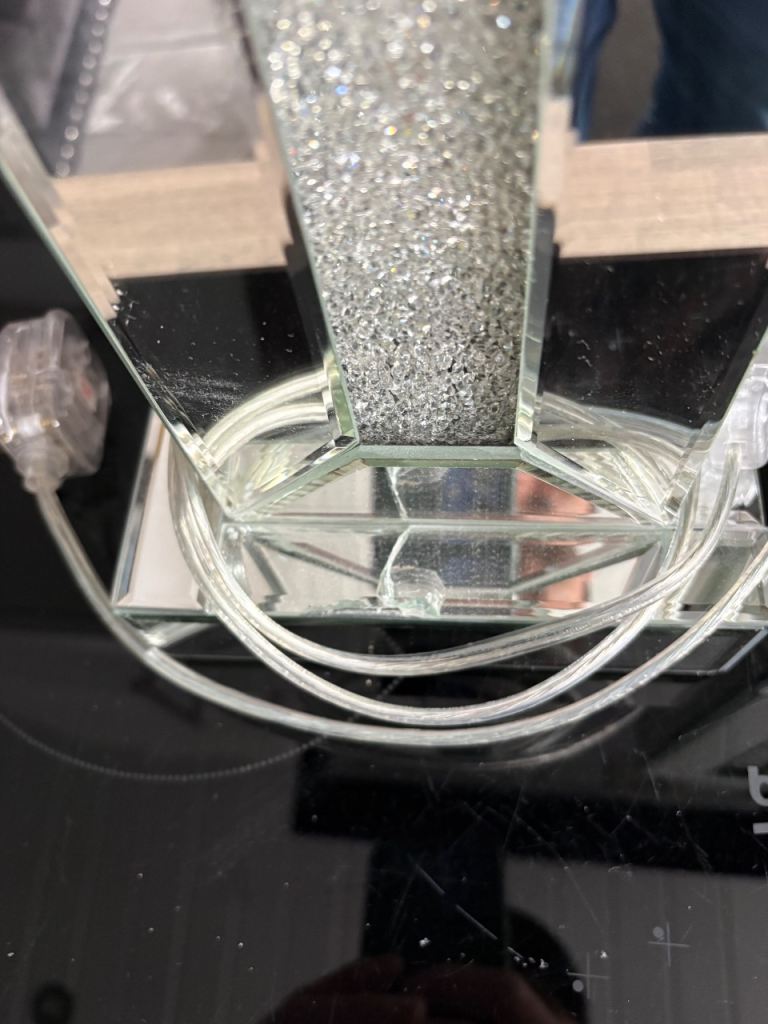 Pair of Crushed Diamond Mirrored Table Lamps