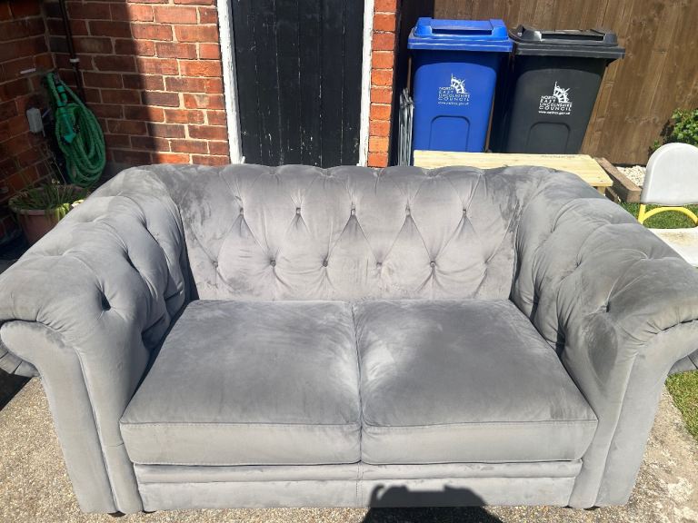 Chesterfield small 2 seater grey sofa