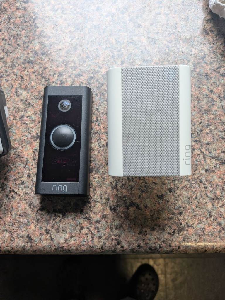 Ring Video Doorbell and Chime - Black & White, Good Condition