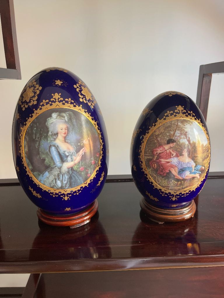 Large Chinese Decorative Cloisonné Eggs 