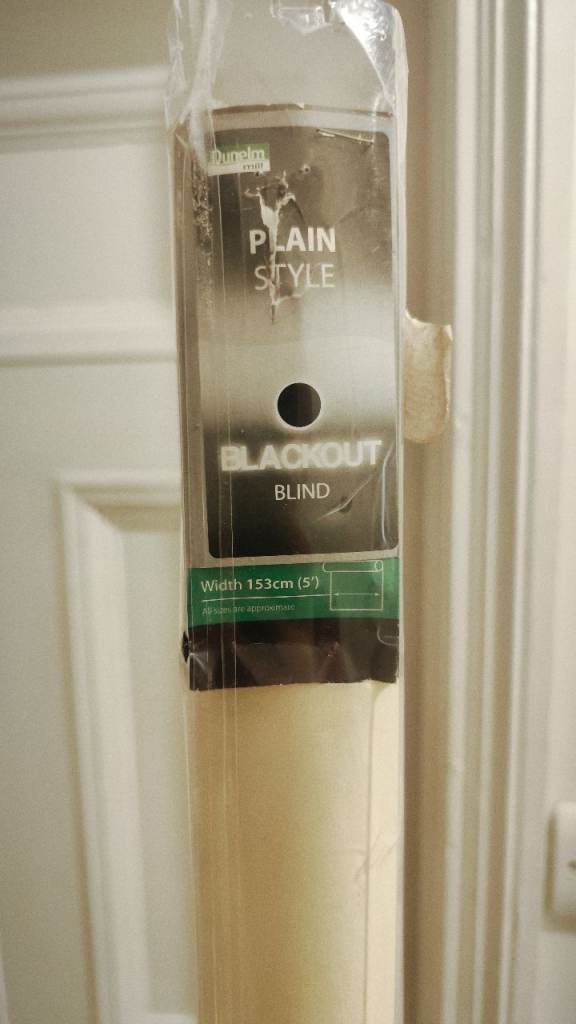 New Plain Style Blackout Blind – Cream, 153cm (5ft) Wide