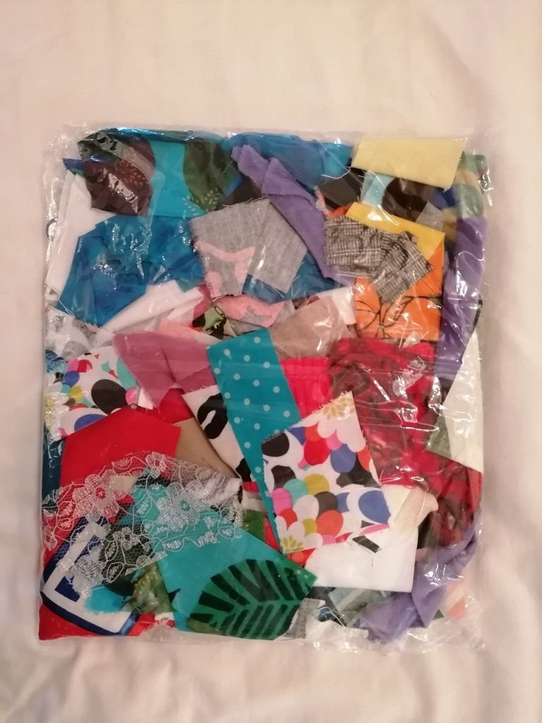 Rainbow bag of cotton scrap fabrics for arts, crafts & school projects 