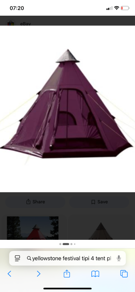 Yellowstone Purple & Grey Festival 4 Tipi Teepee Tent 