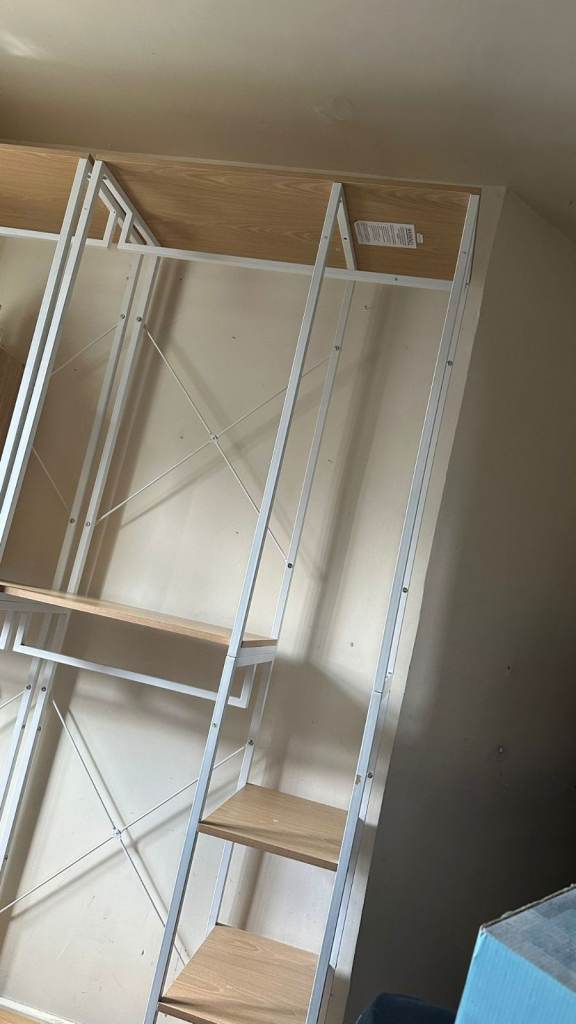 Metal and Wood Effect Open Wardrobe/Shelving Unit