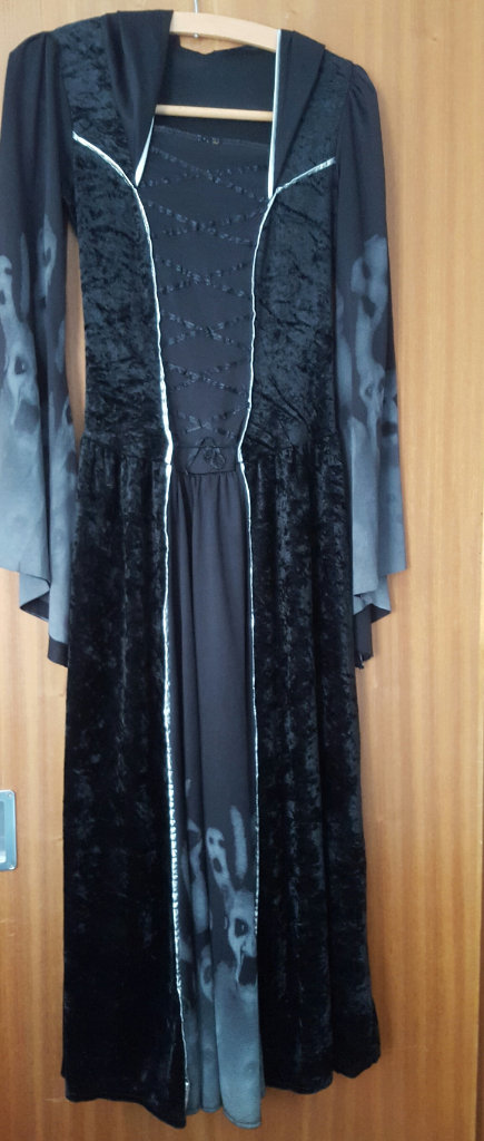 Black Velvet Skull Dress size 10