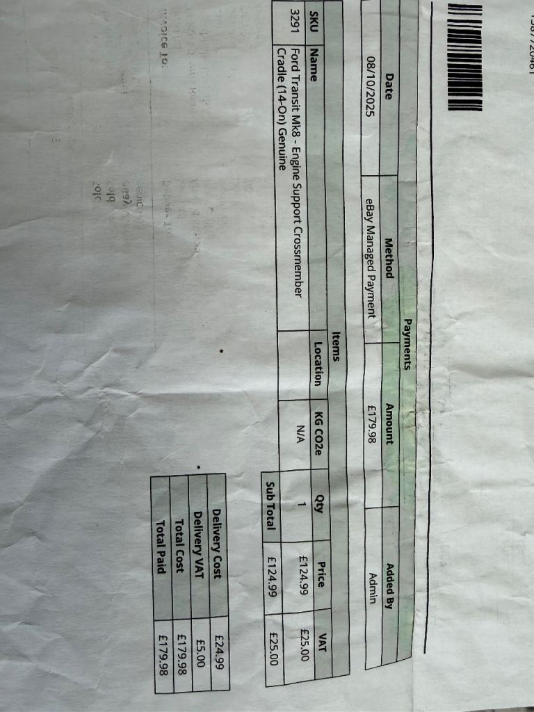 Ford transit Mk8 -engine support cradle (14-on )Genuine 