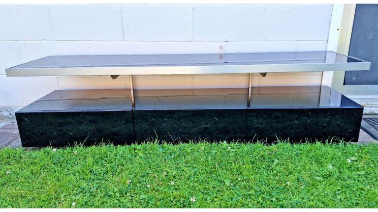 image for Long Black & Silver Tv/Media Cabinet/Stand