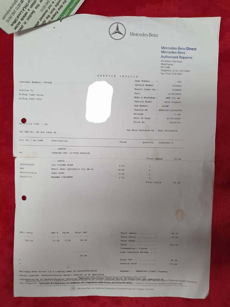 FULL Service History + MOT - 31/10/2026. 2005 Mercedes-Benz A150 Classic SE 1.5 Petrol Manual 5 door