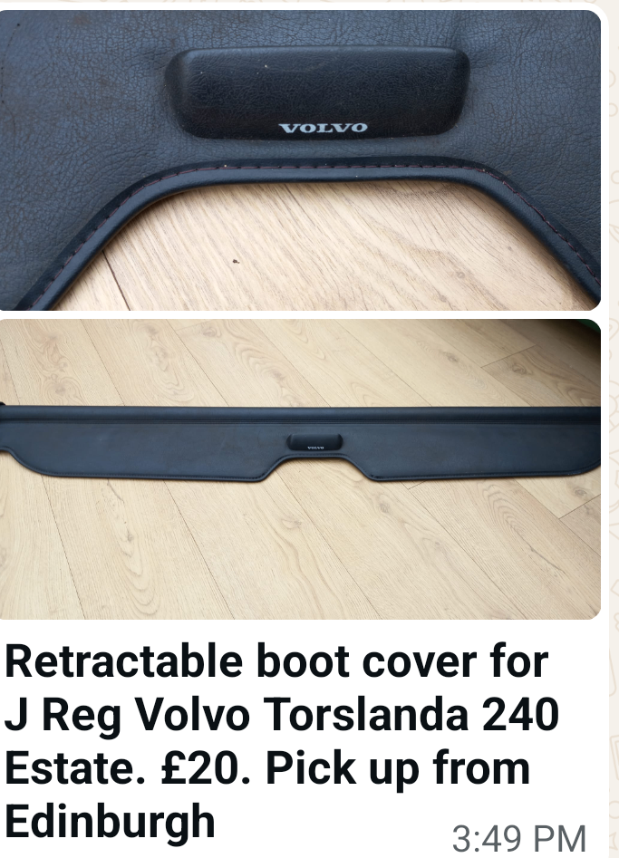 Retractable boot cover for J reg Volvo Torslanda