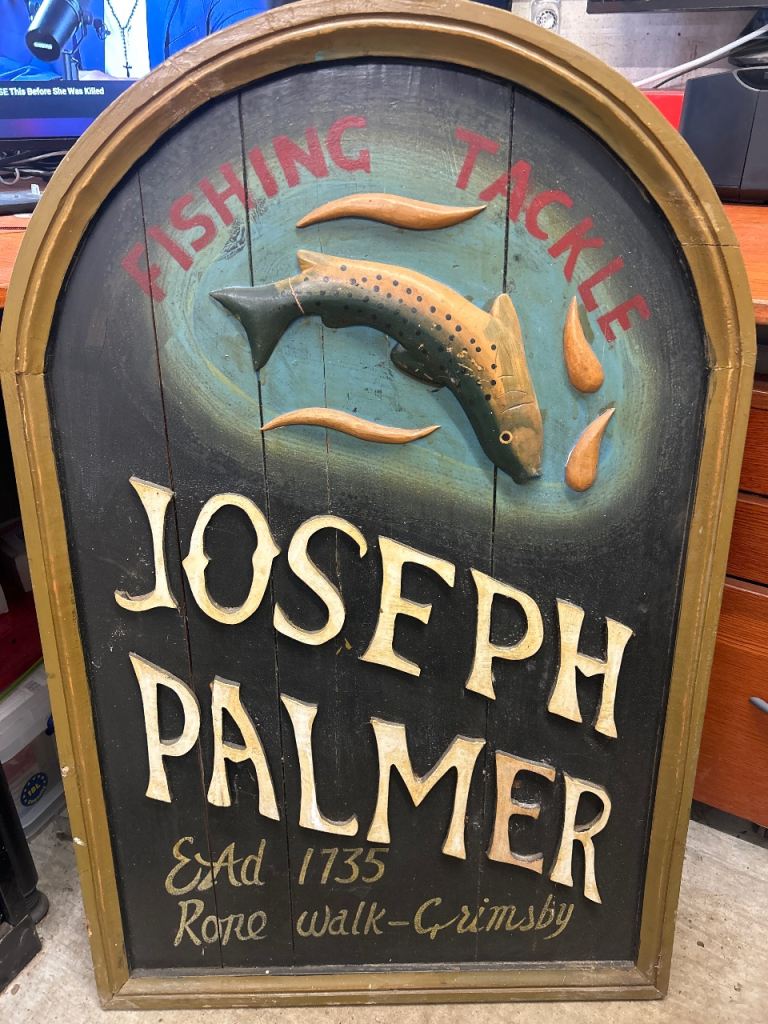 Vintage Style Wooden Fishing Tackle Shop Sign - Joseph Palmer