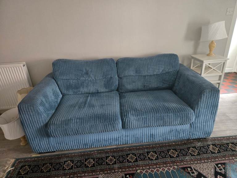 Blue Corduroy sofa 2 seater 