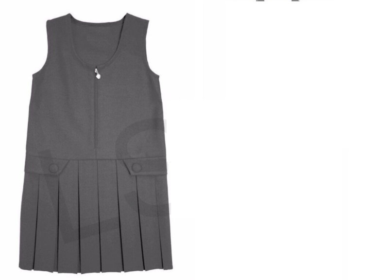 GREY Girls School Pinafore Dress Pleated 2 Button School Dress School Uniform size 15-16