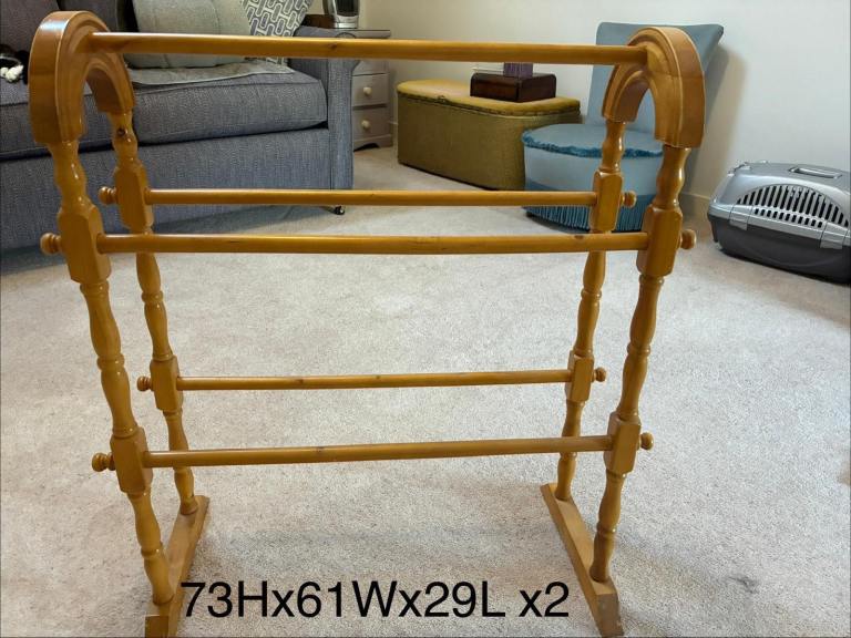 Wooden Towel Rack - 73cm H x 61cm W, Good Condition