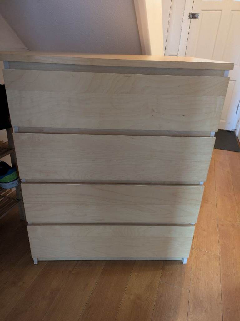 IKEA MALM Chest of 4 drawers, light oak colour, 100x48x80 (length) cm